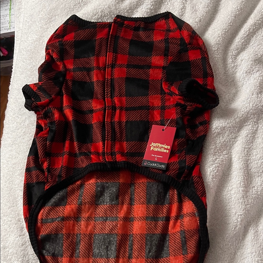 Cuddl Duds Red and Black Plaid Pet Accessory